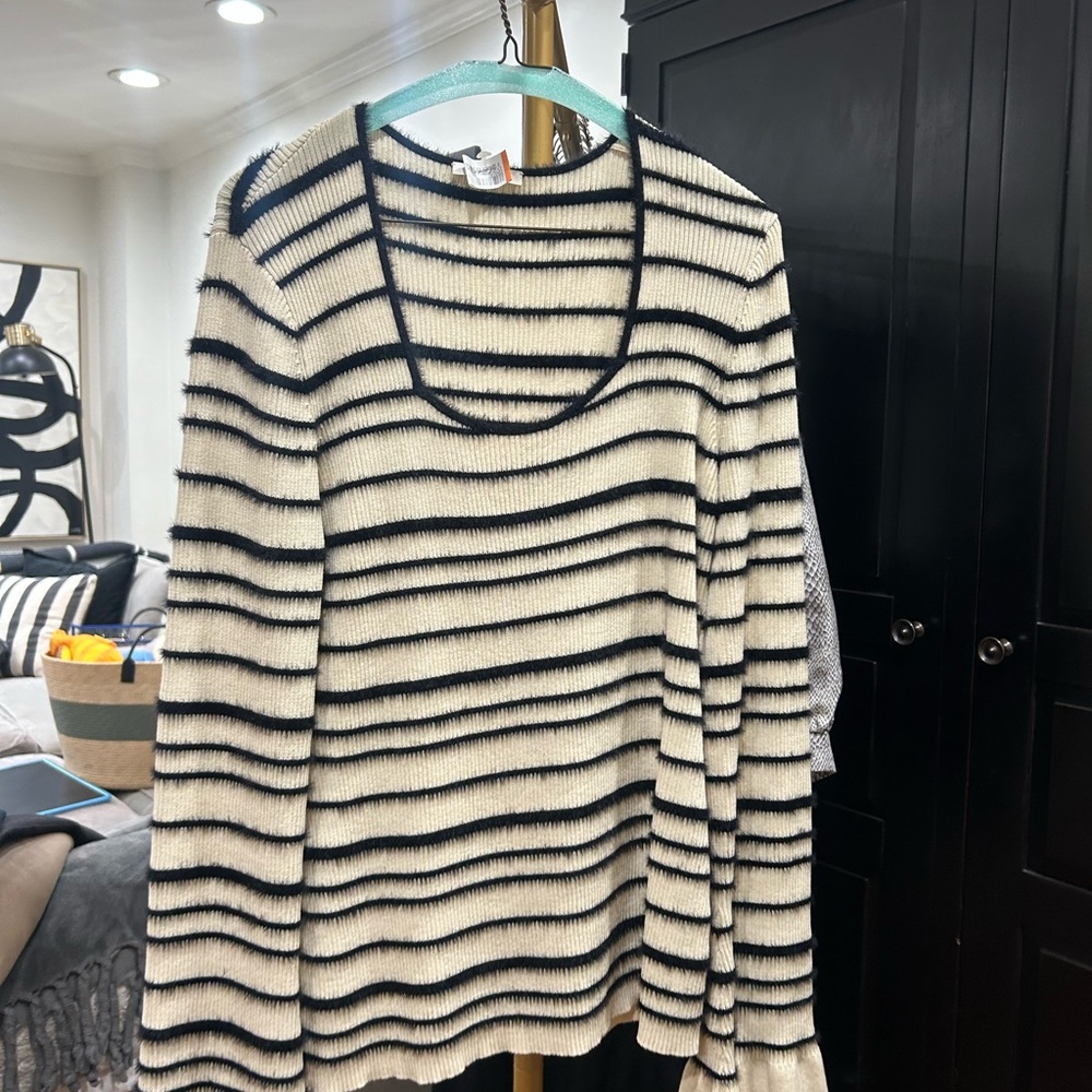 By Malene Birger Cream and Black Striped Sweater